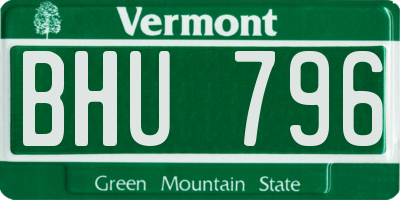 VT license plate BHU796