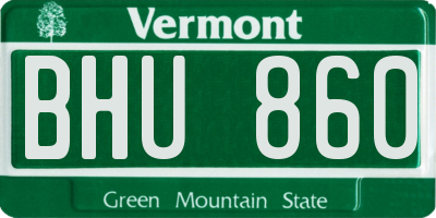 VT license plate BHU860