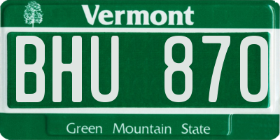 VT license plate BHU870