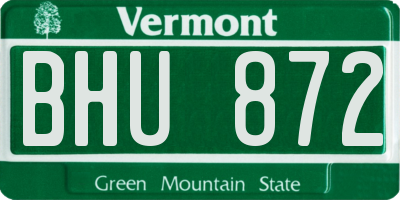 VT license plate BHU872