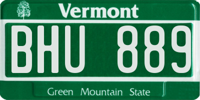 VT license plate BHU889
