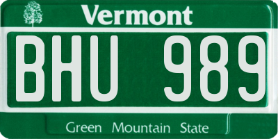 VT license plate BHU989