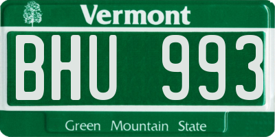 VT license plate BHU993