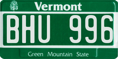 VT license plate BHU996