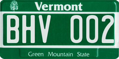 VT license plate BHV002