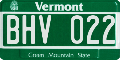 VT license plate BHV022