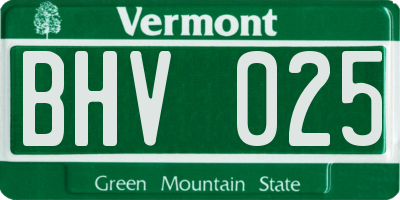 VT license plate BHV025