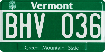 VT license plate BHV036