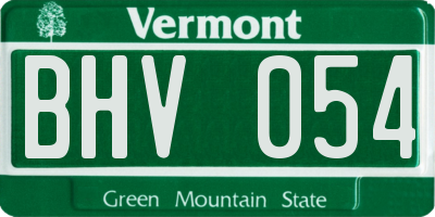 VT license plate BHV054