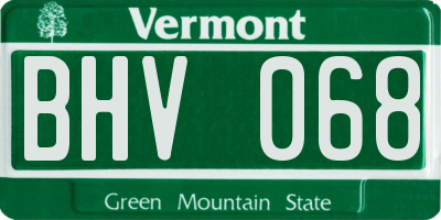 VT license plate BHV068