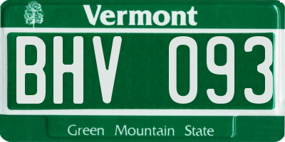VT license plate BHV093