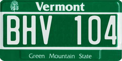 VT license plate BHV104