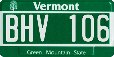 VT license plate BHV106