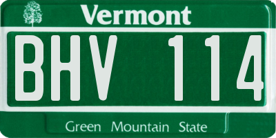 VT license plate BHV114
