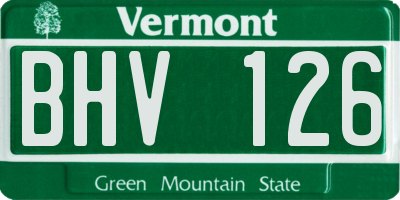 VT license plate BHV126