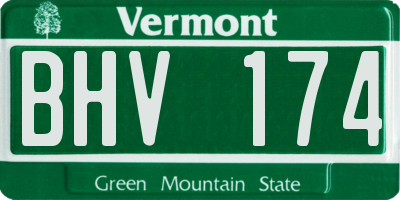 VT license plate BHV174