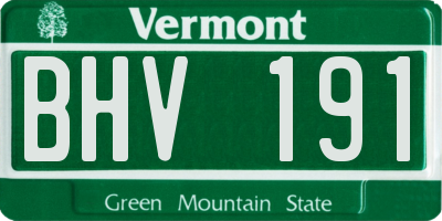 VT license plate BHV191
