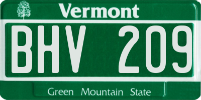 VT license plate BHV209