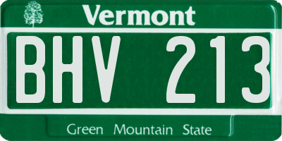 VT license plate BHV213