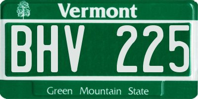 VT license plate BHV225