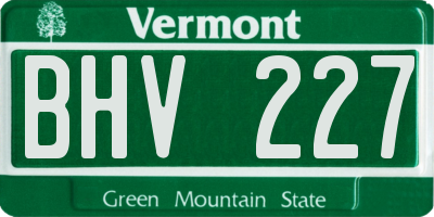 VT license plate BHV227