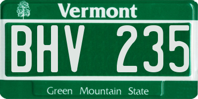 VT license plate BHV235