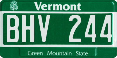 VT license plate BHV244