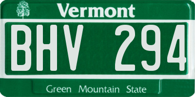 VT license plate BHV294