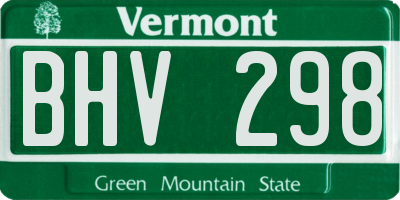 VT license plate BHV298