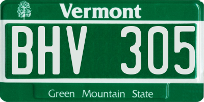 VT license plate BHV305