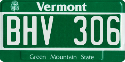 VT license plate BHV306