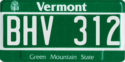 VT license plate BHV312