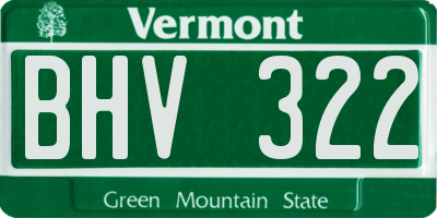 VT license plate BHV322