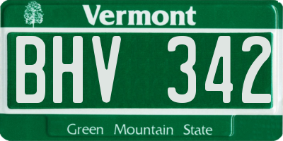 VT license plate BHV342