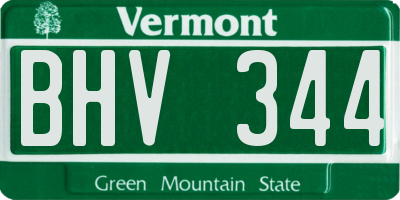 VT license plate BHV344