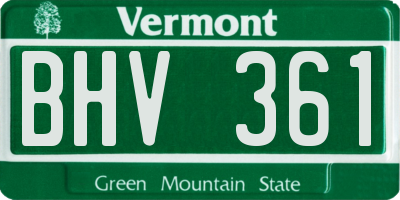VT license plate BHV361