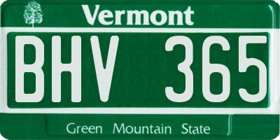 VT license plate BHV365