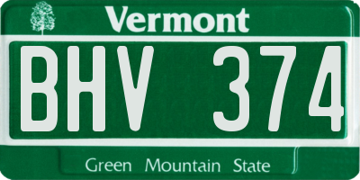 VT license plate BHV374