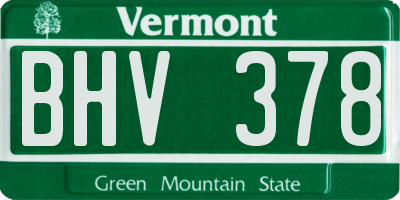 VT license plate BHV378