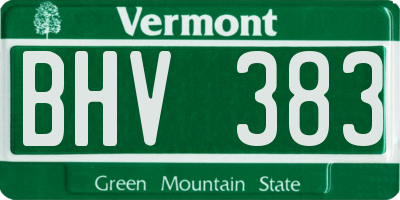 VT license plate BHV383