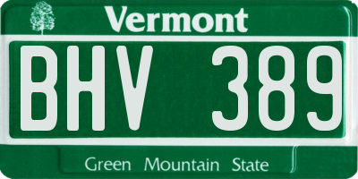 VT license plate BHV389