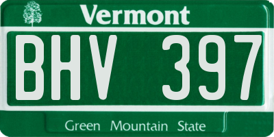 VT license plate BHV397