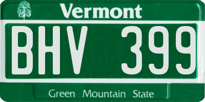 VT license plate BHV399
