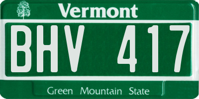 VT license plate BHV417