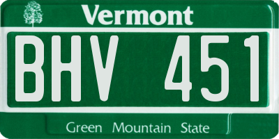 VT license plate BHV451