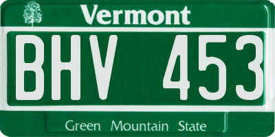VT license plate BHV453