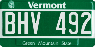 VT license plate BHV492