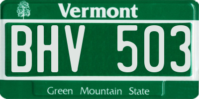 VT license plate BHV503