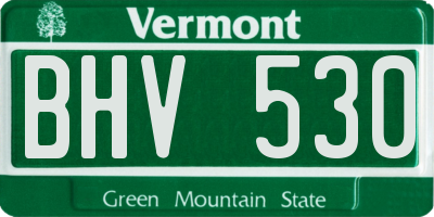 VT license plate BHV530