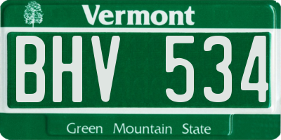 VT license plate BHV534